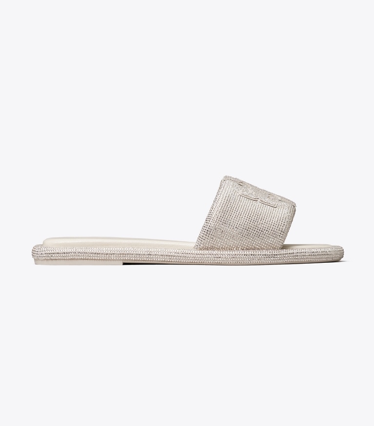 Tory Burch designer sandales Claquettes Pavé Double T dans PEARL de côté