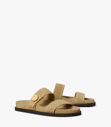 Tory Burch designer sandales Claquettes Romy in BUTTERSCOTCH angle