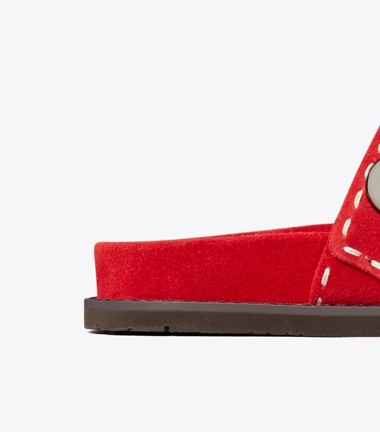 Tory Burch designer sandales Claquettes Romy in TOUCAN RED angle