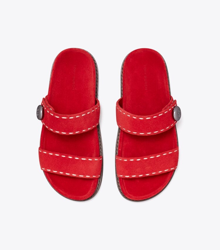 Tory Burch designer sandales Claquettes Romy in TOUCAN RED dessus