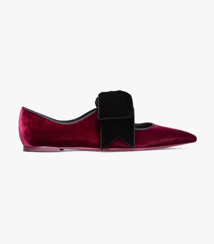 Tory Burch designer flats Clara Flat in Bordeaux/Black angle