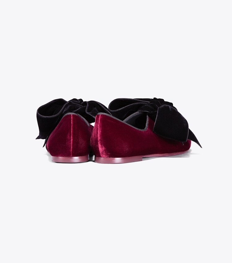 Tory Burch designer flats Clara Flat in Bordeaux/Black back