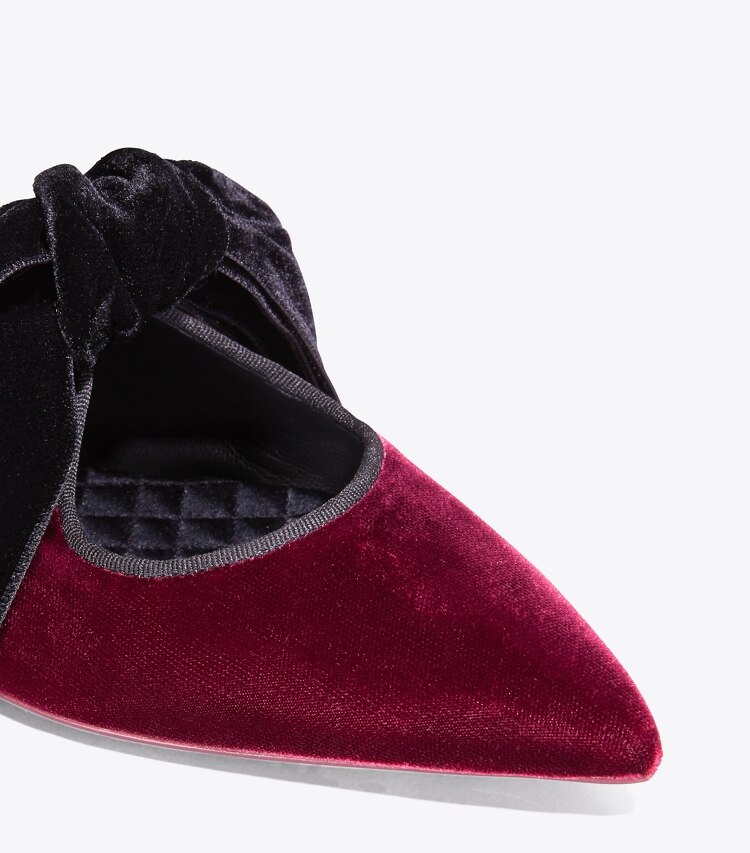 Tory Burch designer flats Clara Flat in Bordeaux/Black detail