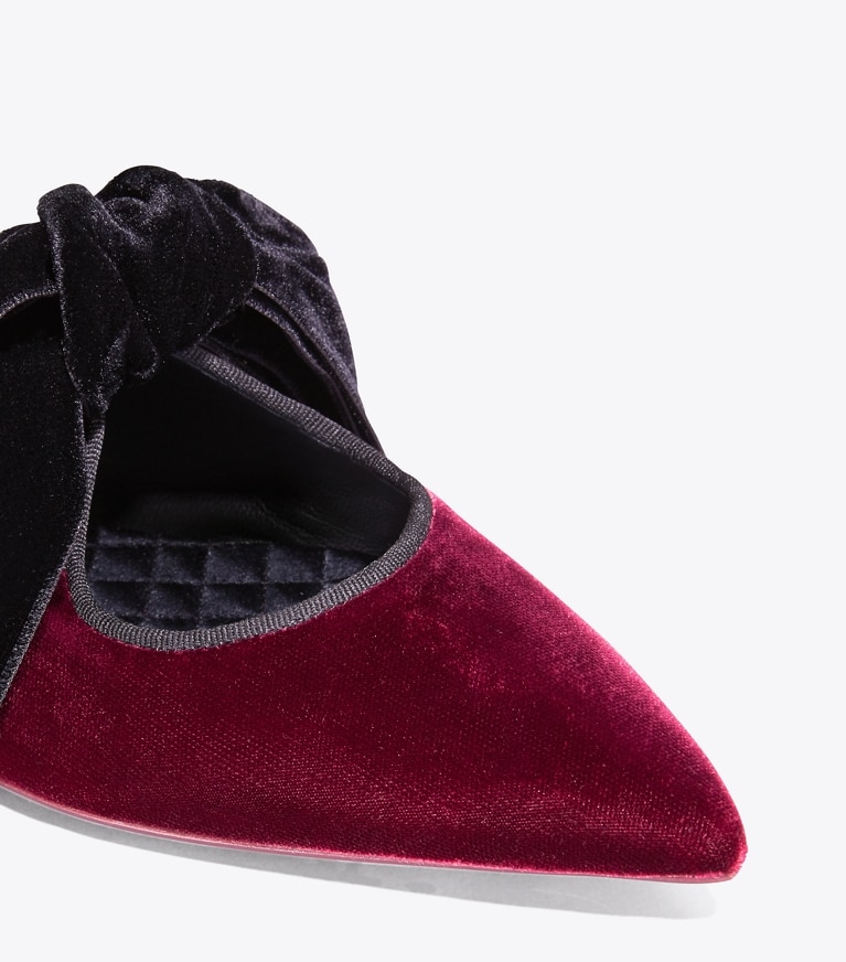Tory Burch designer flats Clara Flat in Bordeaux/Black angle