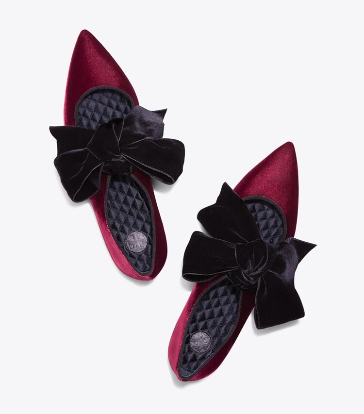 Tory Burch designer flats Clara Flat in Bordeaux/Black overhead