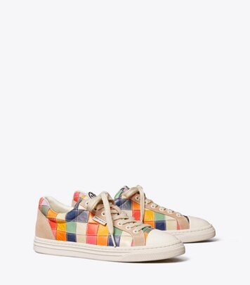 tory burch classic court patchwork leather sneakers