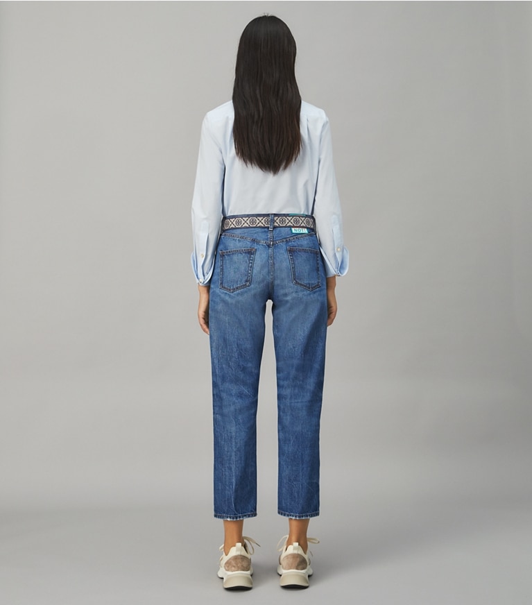 Tory Burch designer bottoms Classic Denim Jean in  VINTAGE WASH front