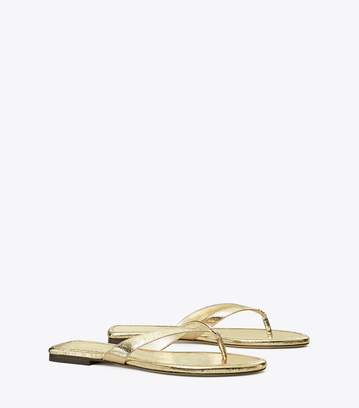Tory Burch designer sandals Classic Flip-Flop in SPARK GOLD angle