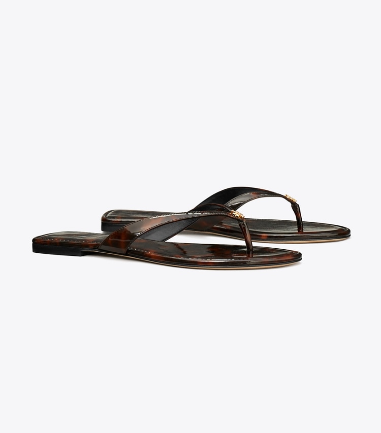 Tory Burch designer sandals Classic Flip-Flop in TORTOISE PATENT angle