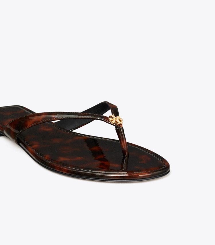 Tory Burch designer sandals Classic Flip-Flop in TORTOISE PATENT detail