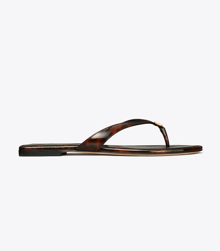 Tory Burch designer sandals Classic Flip-Flop in TORTOISE PATENT side