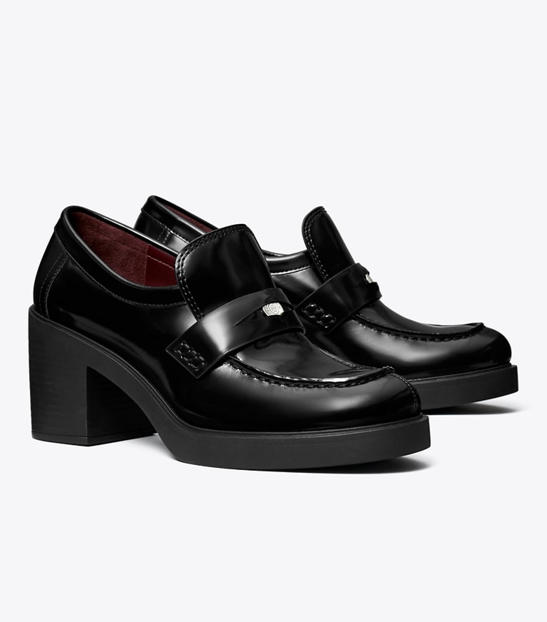 Tory Burch designer ヒール クラシック ラグローファー in PERFECT BLACK angle