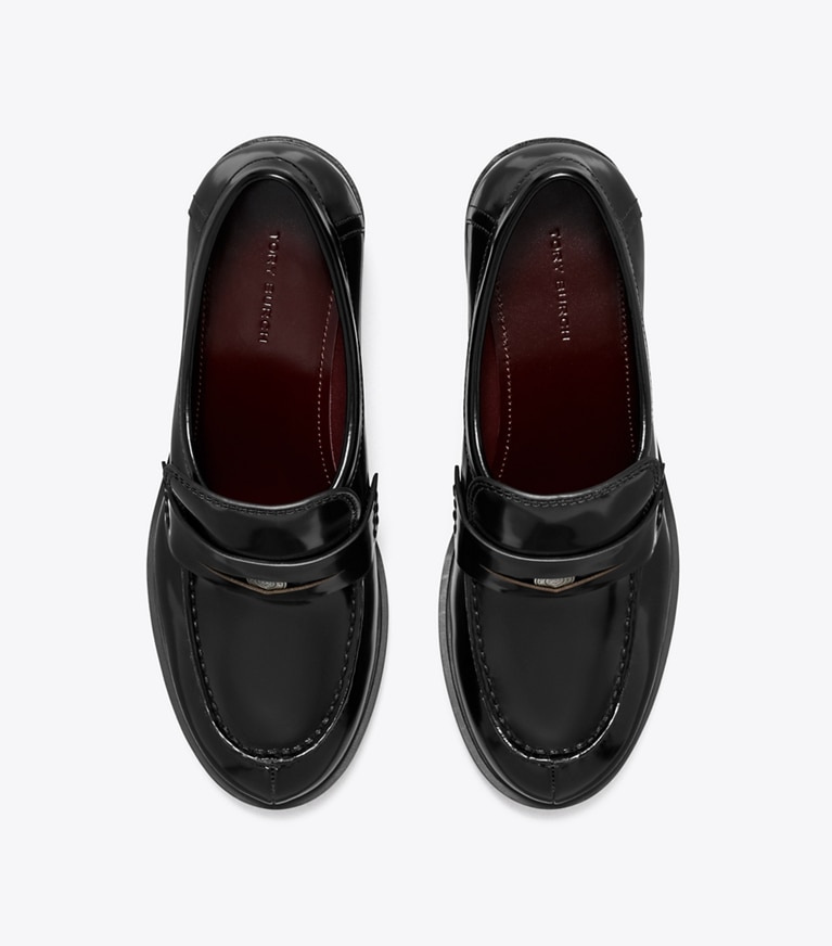 Tory Burch designer ヒール クラシック ラグローファー in PERFECT BLACK angle