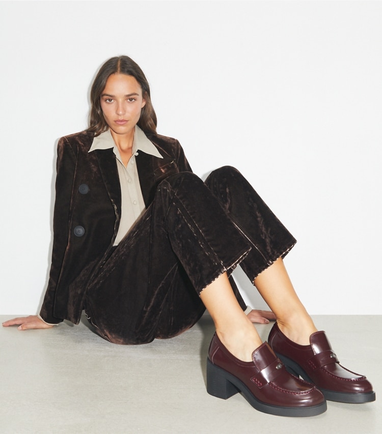 Tory Burch designer heels Classic Heeled Lug Loafer in PLUM studio