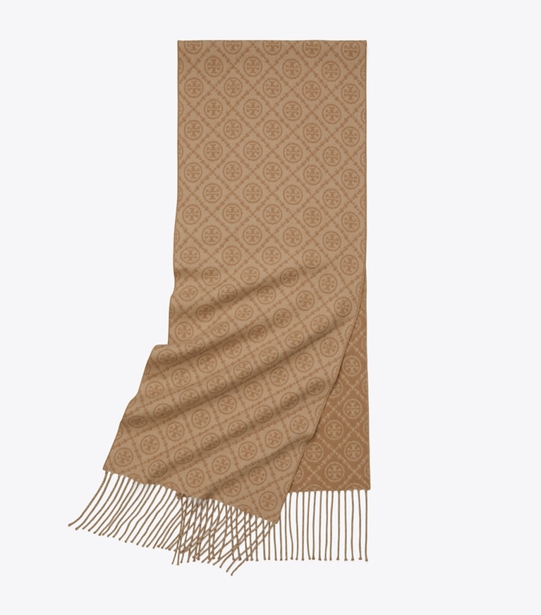 Tory Burch designer schals Classic Large Monogram Oblong in Classic Monogram Brown von oben