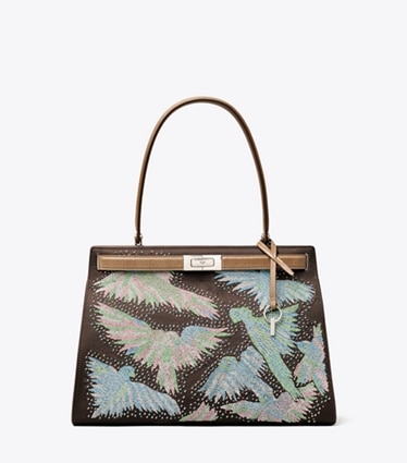Tory Burch designer tote bags Classic Lee Radziwill Beaded Bag in Multi front