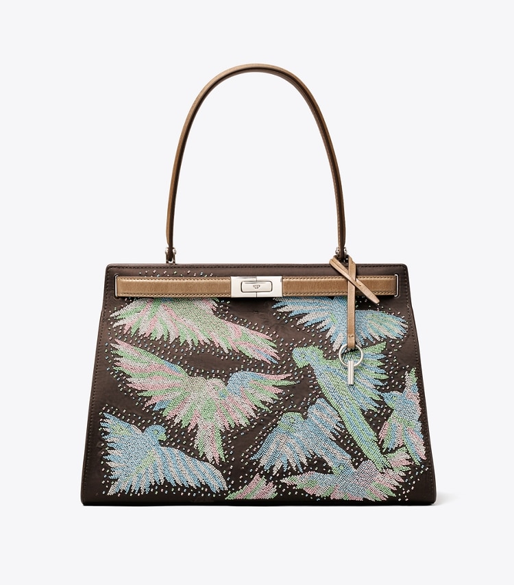 Tory Burch designer tote bags Classic Lee Radziwill Beaded Bag in Multi front