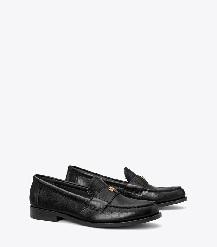 Tory Burch designer flats Classic Loafer in PERFECT BLACK angle