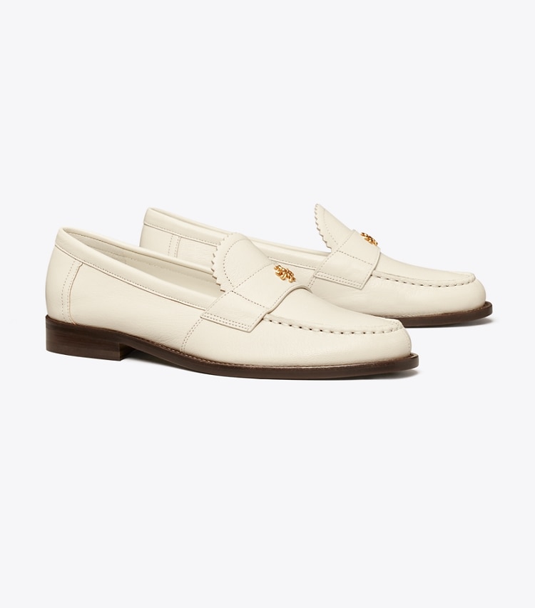 Tory Burch designer flats Classic Loafer in NEW IVORY angle