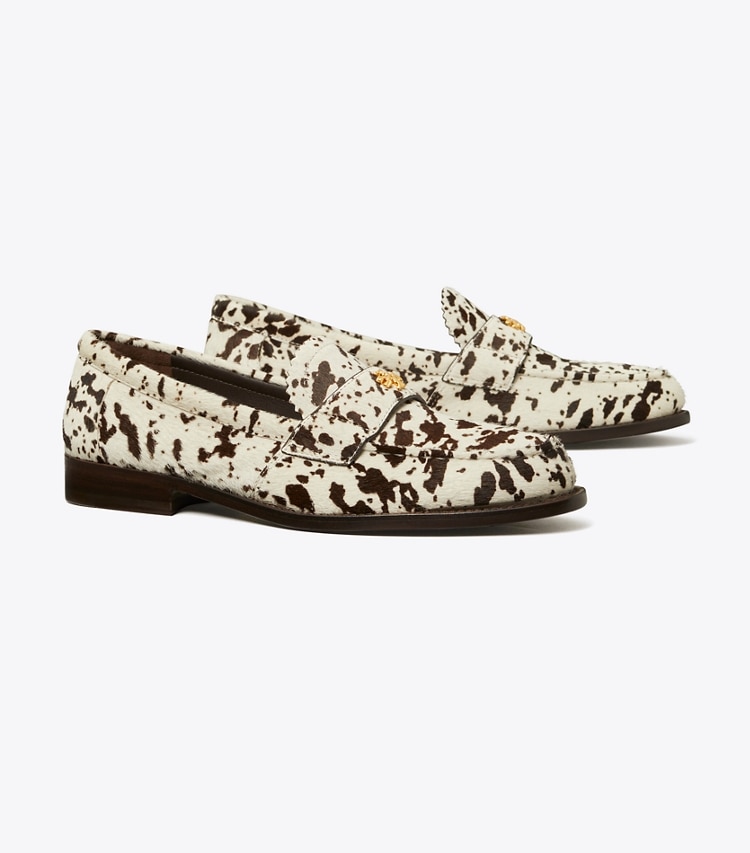 Tory Burch designer flats Classic Loafer in COW PRINT angle