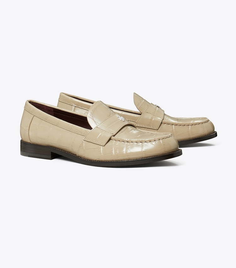 Tory Burch designer flats Classic Loafer in STORMY GRAY angle