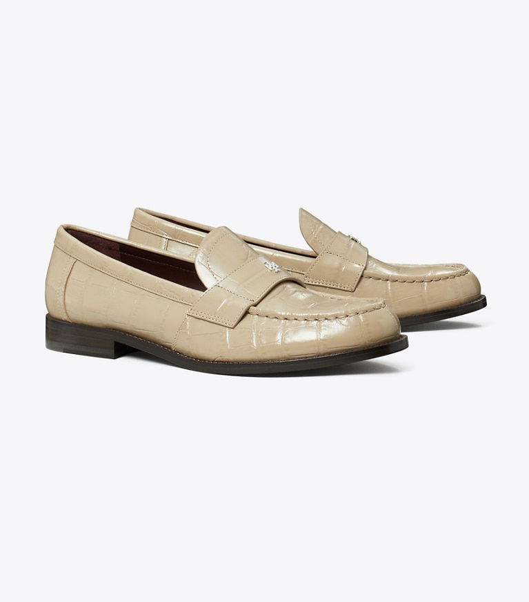 Tory Burch designer flats Classic Loafer in STORMY GRAY angle