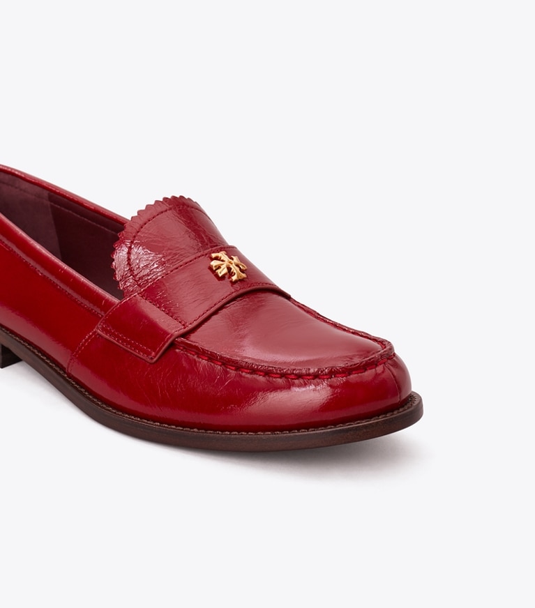 Tory Burch designer flats Classic Loafer in CRIMSON RED angle