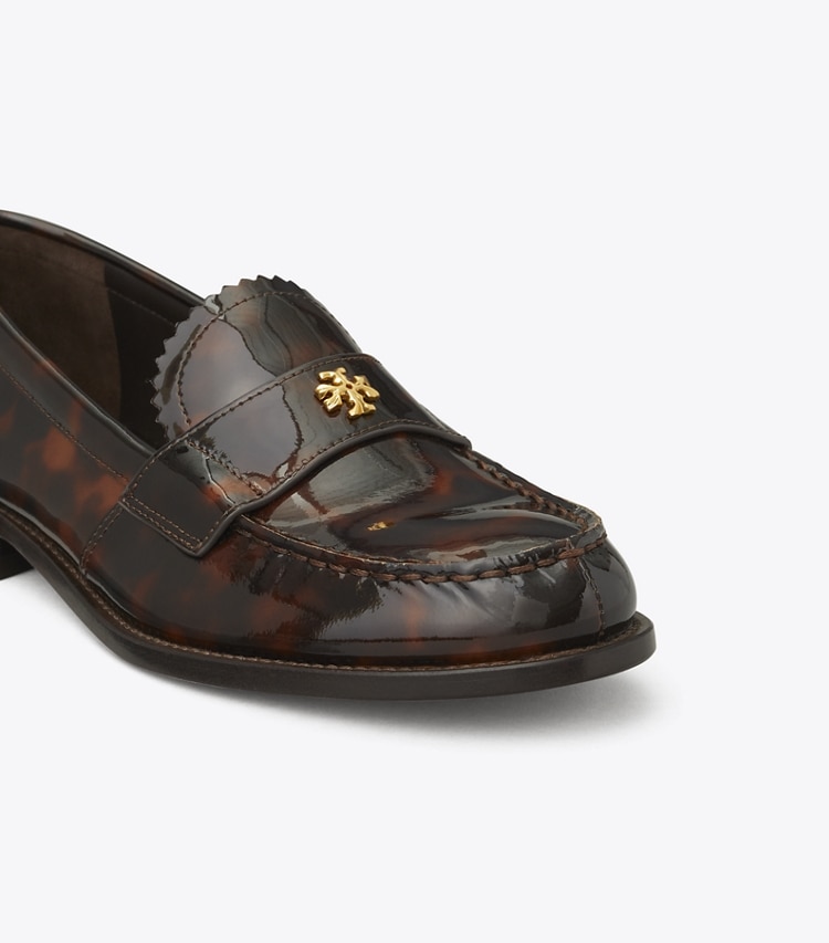 Tory Burch designer flats Classic Loafer in TORTOISE PATENT detail
