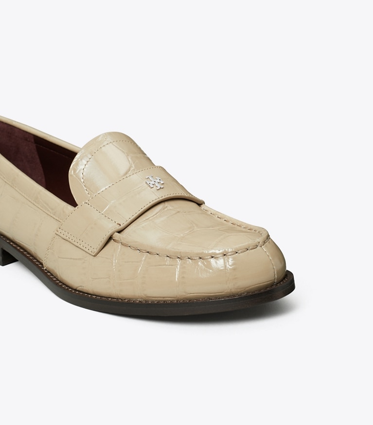 Tory Burch designer flats Classic Loafer in STORMY GRAY angle
