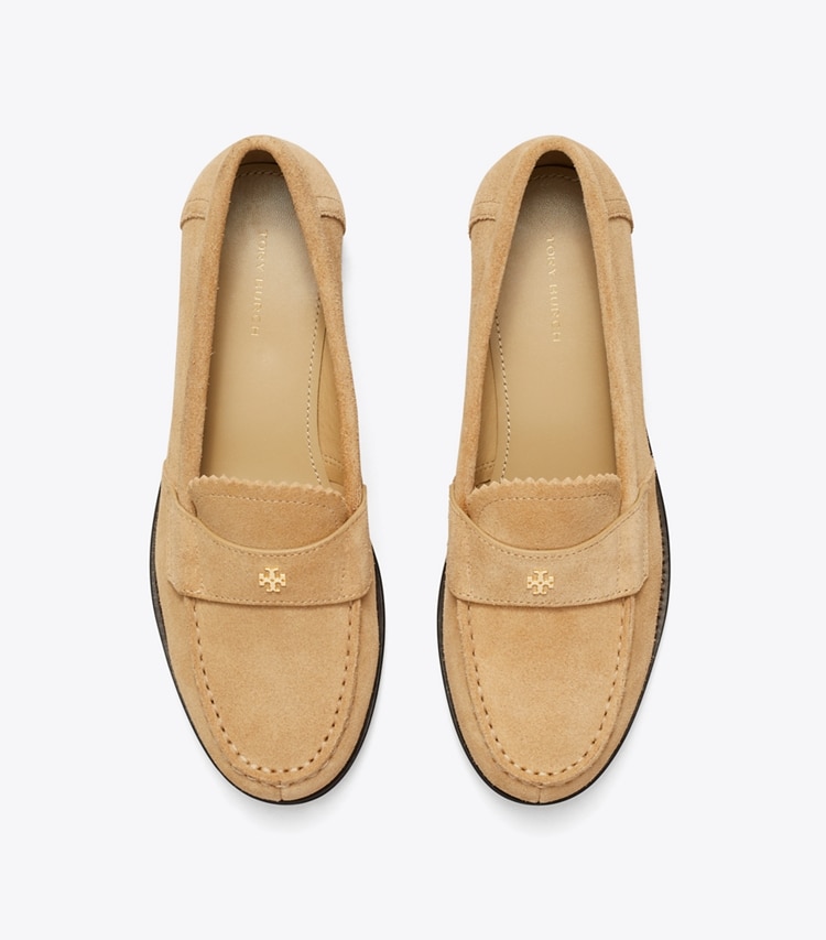 Tory Burch designer flats Classic Loafer in CAMELLO overhead
