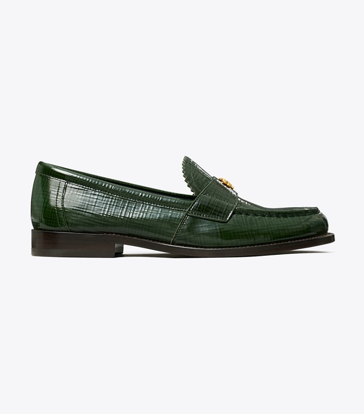 Tory Burch designer flats Classic Loafer in DARK EVERGLADE side