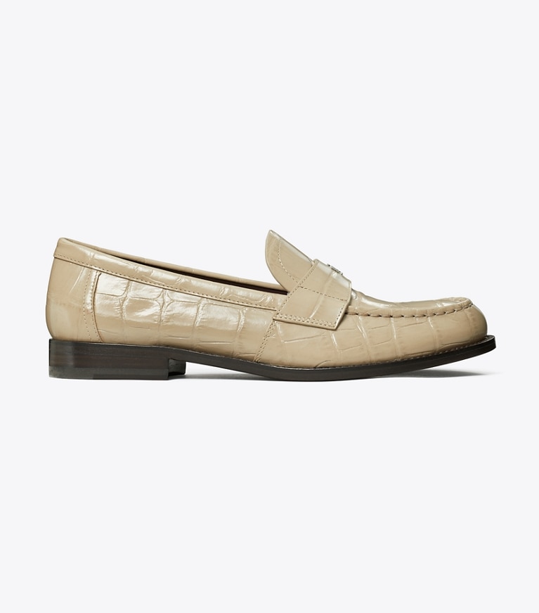 Tory Burch designer flats Classic Loafer in STORMY GRAY angle
