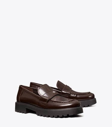 Tory Burch designer flats Classic Lug Loafer in COCOA angle