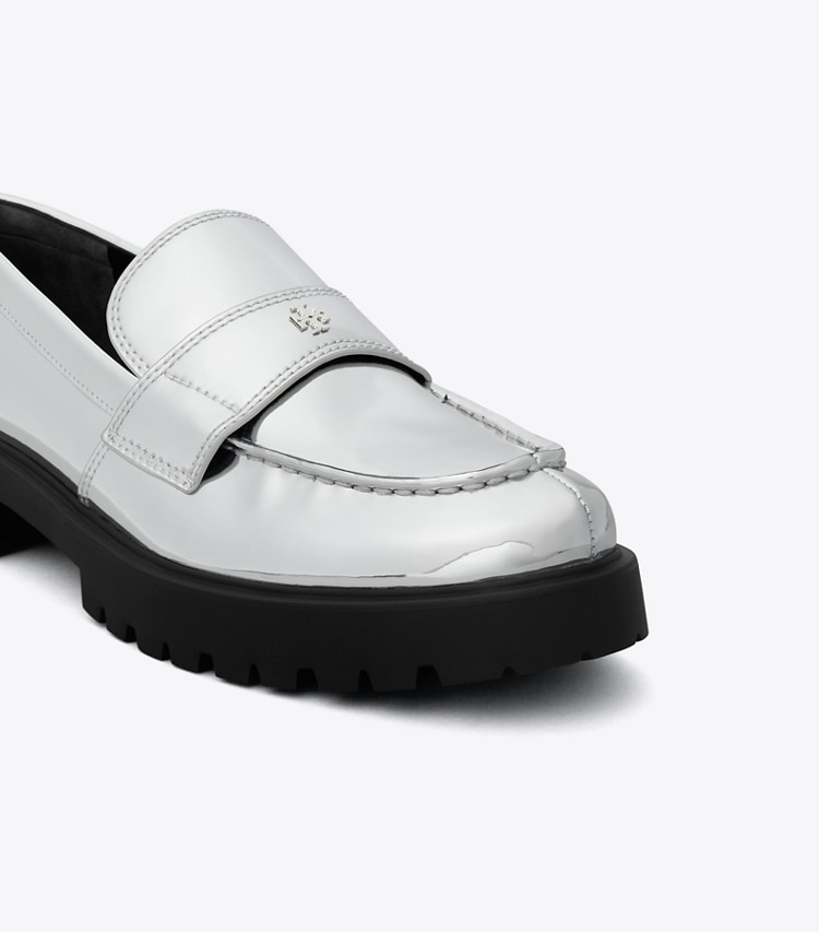 Tory Burch designer flats Classic Lug Loafer in ARGENTO detail