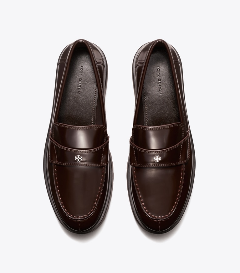 Tory Burch designer flats Classic Lug Loafer in COCOA angle