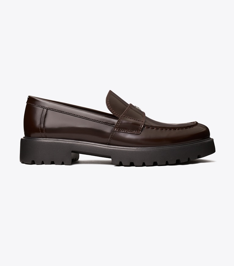 Tory Burch designer flats Classic Lug Loafer in COCOA angle