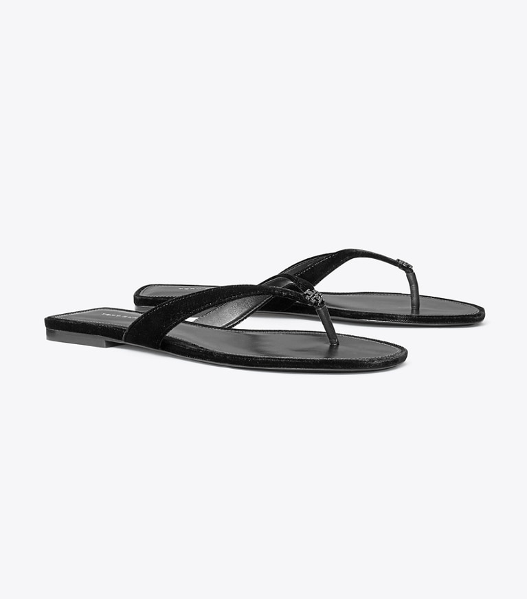 Tory Burch designer sandals Classic Pavé Flip-Flop in PERFECT BLACK angle
