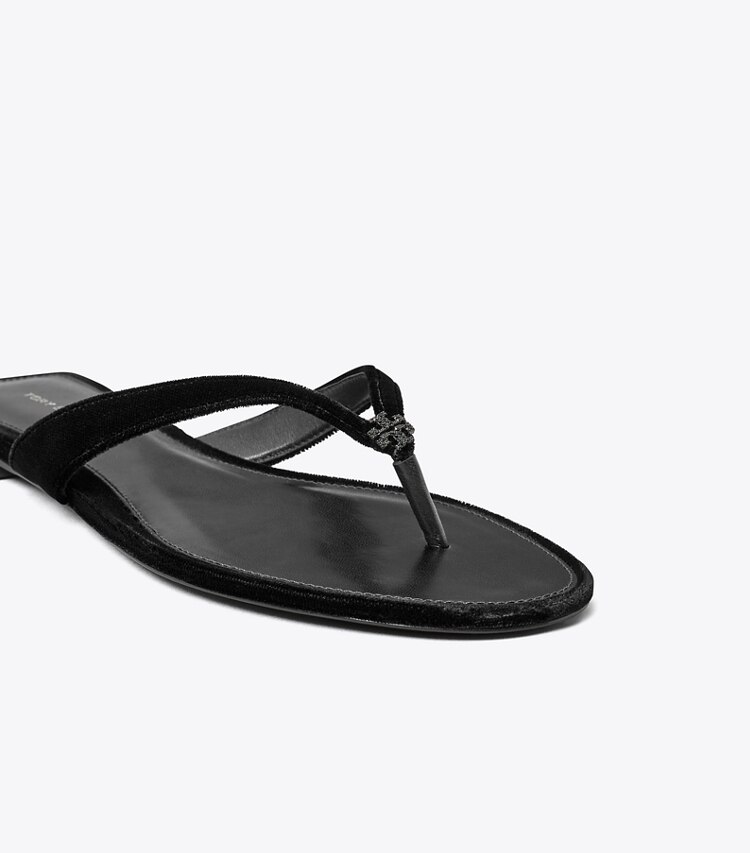 Tory Burch designer sandals Classic Pavé Flip-Flop in PERFECT BLACK detail