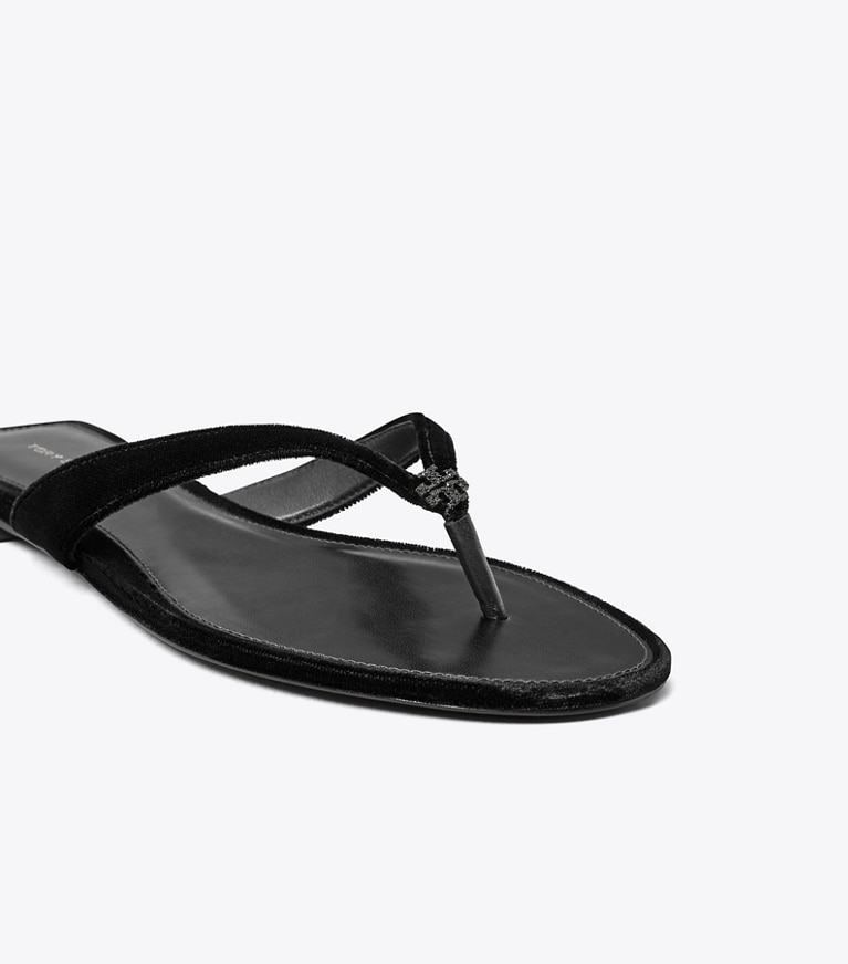 Tory Burch designer sandals Classic Pavé Flip-Flop in PERFECT BLACK angle