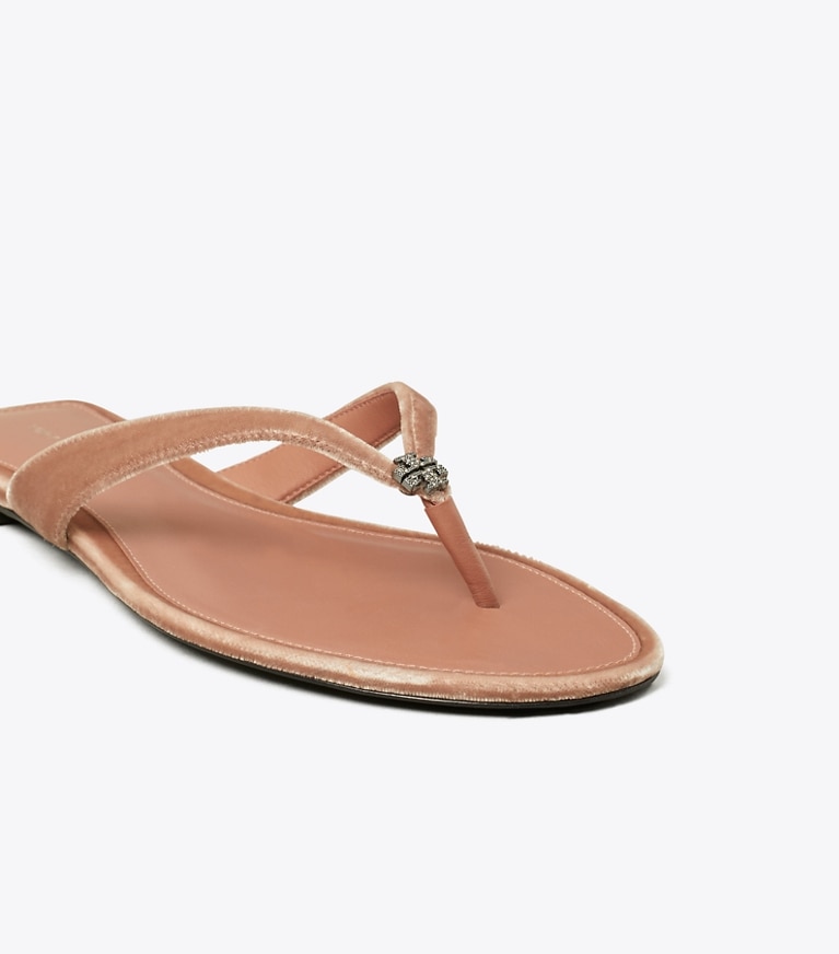Tory Burch designer sandals Classic Pavé Flip-Flop in VINTAGE ROSE angle