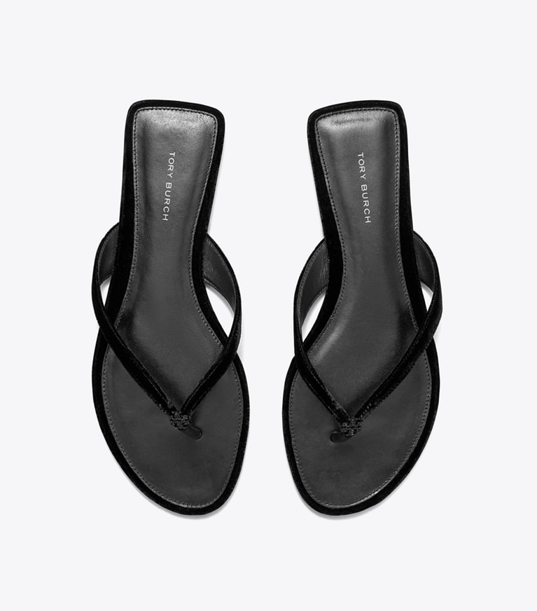 Tory Burch designer sandals Classic Pavé Flip-Flop in PERFECT BLACK angle