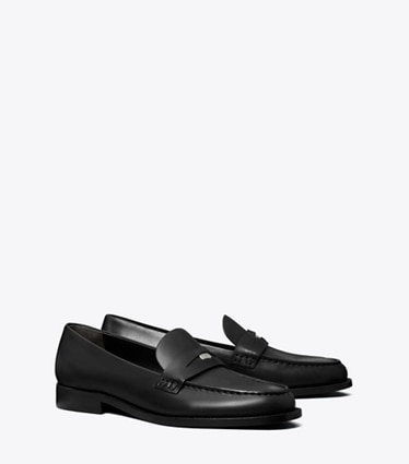 Tory Burch designer flats Classic Penny Loafer in PERFECT BLACK angle