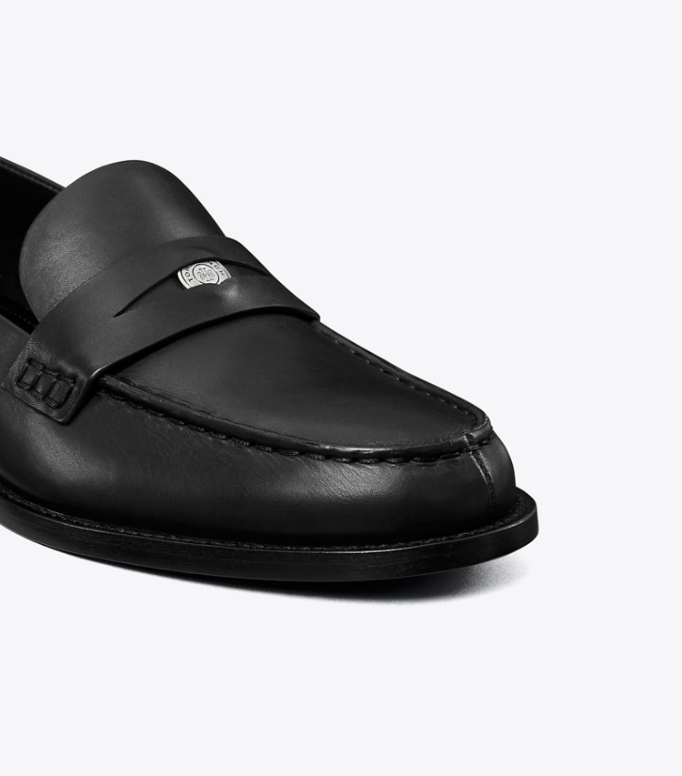 Tory Burch designer flats Classic Penny Loafer in PERFECT BLACK detail