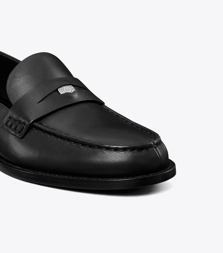 Tory Burch designer flats Classic Penny Loafer in PERFECT BLACK angle