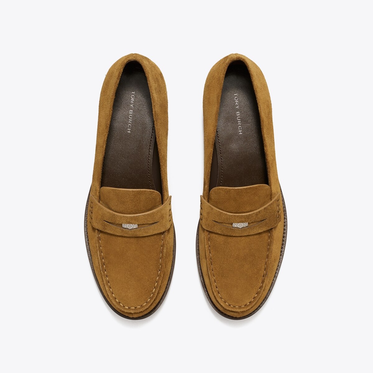 Tory Burch Men\'s Cream Leather Penny Loafers with Gold Logo Classic Penny Loafer: Women main image 2