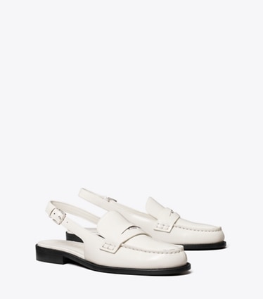 Tory Burch designer flats Classic Penny Slingback in TRESOR WHITE angle