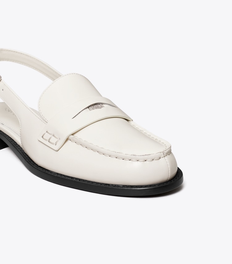 Tory Burch designer flats Classic Penny Slingback in TRESOR WHITE detail