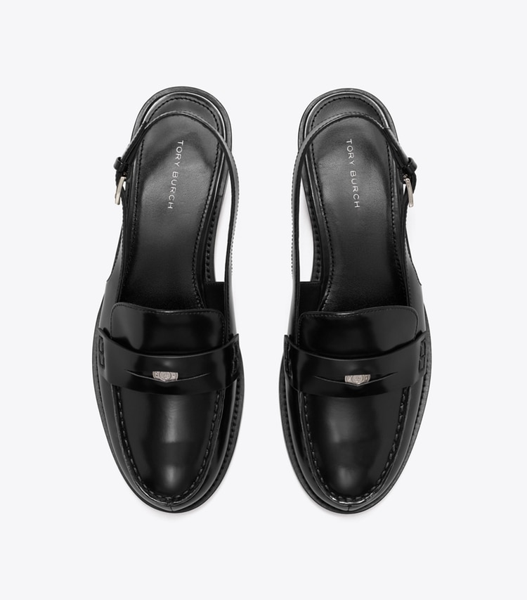 Tory Burch designer flats Classic Penny Slingback in PERFECT BLACK overhead