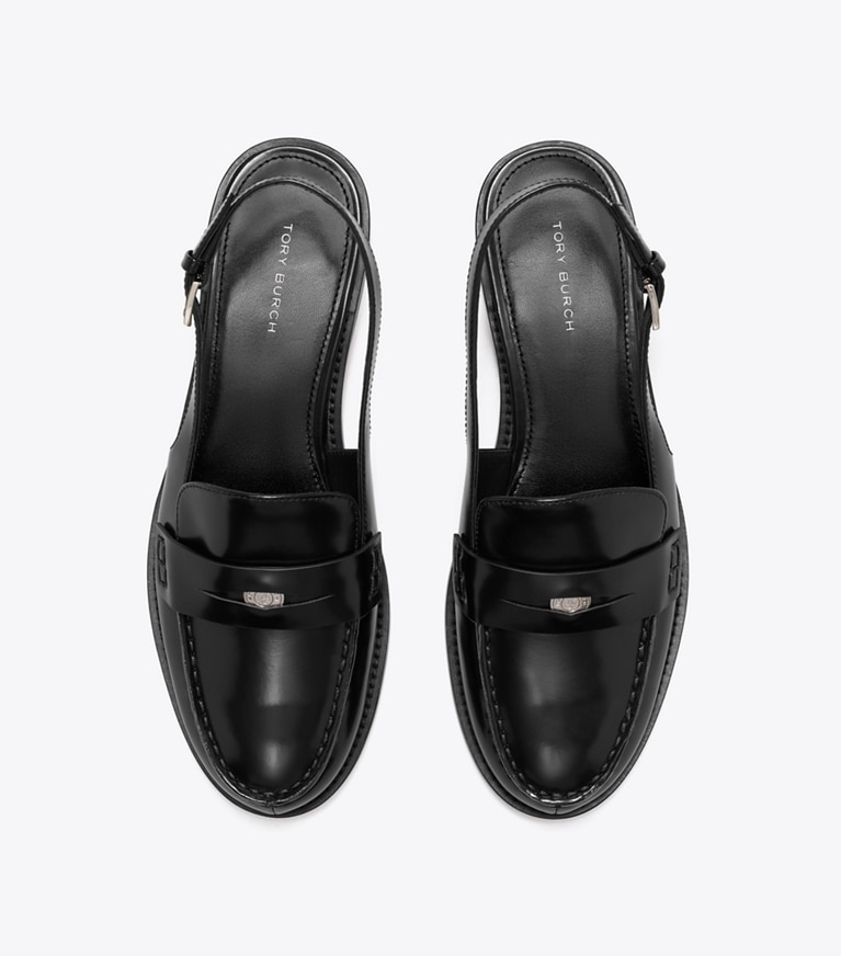 Tory Burch designer flats Classic Penny Slingback in PERFECT BLACK overhead