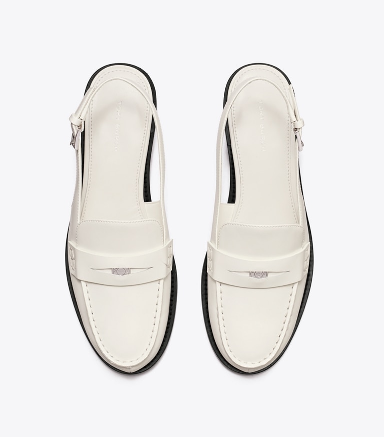 Tory Burch designer flats Classic Penny Slingback in TRESOR WHITE overhead